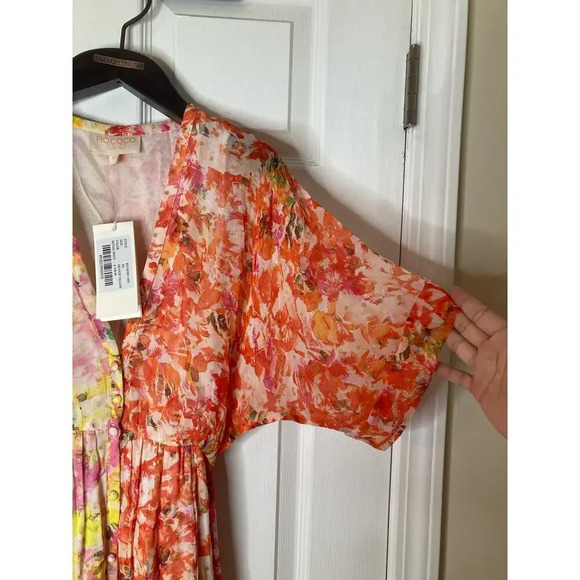 Rococo Sand Nesh Maxi dress orange yellow floral metallic sz XS - Picture 11 of 16